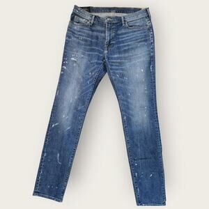 Abercrombie & Fitch Jeans Mens Sz 36x32 Super Skinny Paint Splatter Design NWOT
